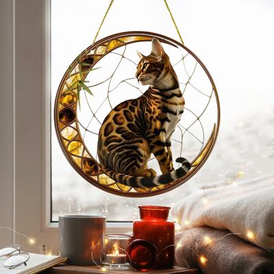 Cattura Sole Commemorativo Gatto Acrilico Gatto Cattura Sole Perdita Animale Domestico Finestra Gattino Appeso