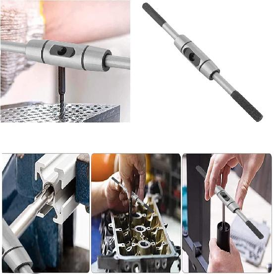 Utoolmart Adjustable Tap Wrench Handle, for Metric M10-M16 Taps, Hand Taps Holder Tap Reamer Tapping Wrench Tool, Die-casting Body