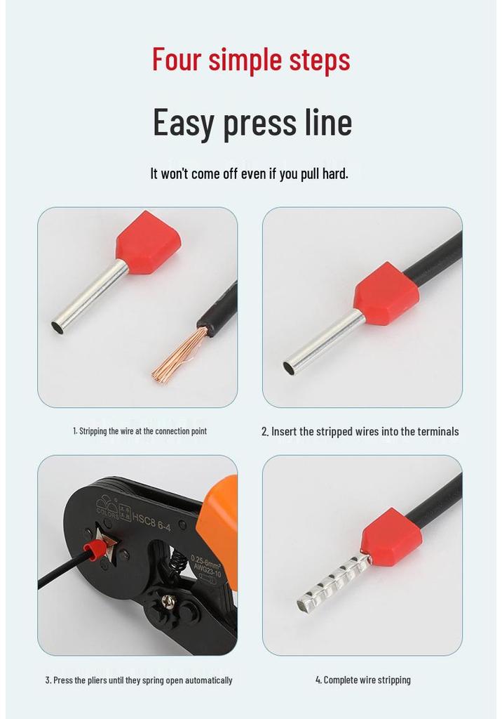 KST TE0508/0510/0512 Two-Wire Tubular Pre-Insulated Purple Copper Cold Crimp Terminal