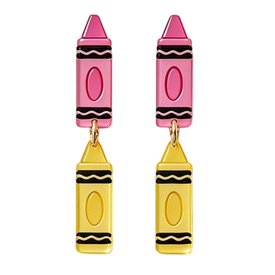 Boucles d'oreilles pendantes mignonnes en acrylique 1 paire Enseignante pour femmes, Thème Fête Commémorative Fête, Boucles d'oreilles Chiffre Alphabet Crayon Crayon Sac à dos 2D, Premier Jour