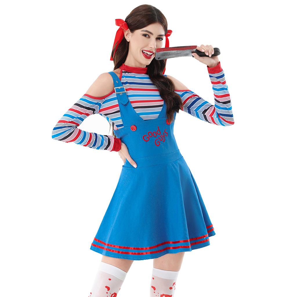 Circus Clown Female Costume Halloween Adult Costume Cos Horror Bloody Ghost Baby Carnival Cos Dress