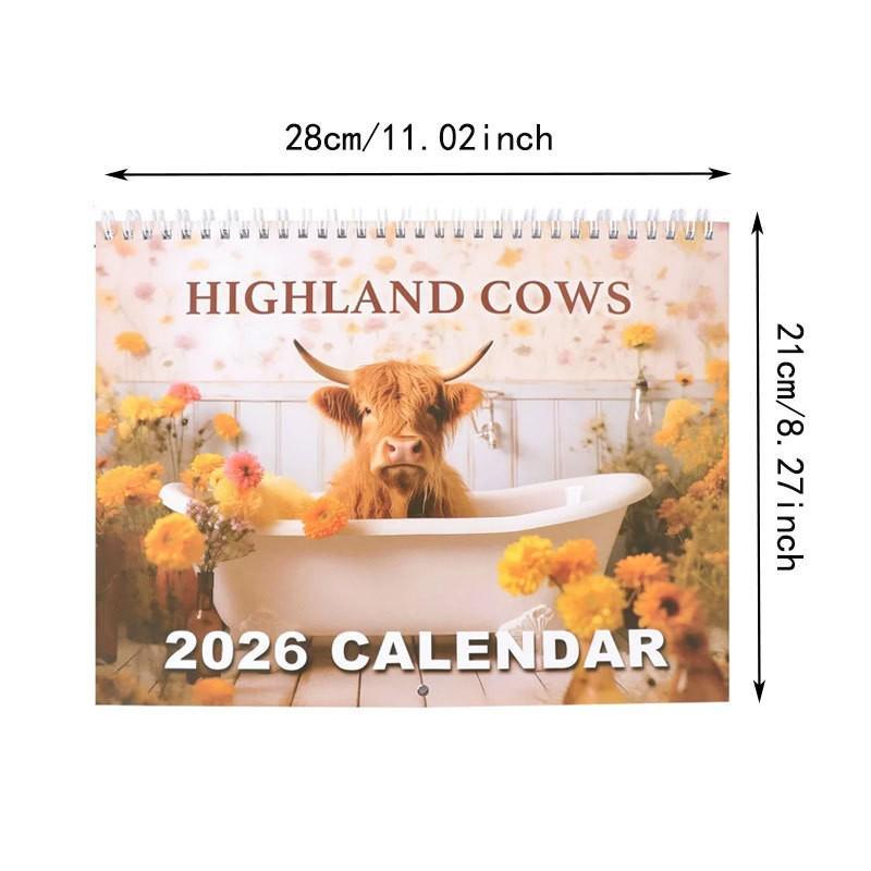 2026 Highland Cow Desktop Calendar & Annual Planner