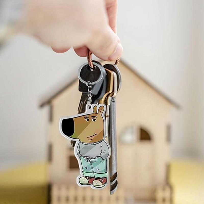 Just a Chill Guy Meme Acrylic Keychain - Cool Guy Design