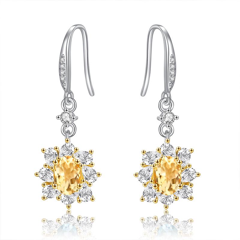 High-end Niche Light Luxury S925 Sterling Silver Natural Colored Treasure Earrings, Earrings Do Not Fade, Jewelry