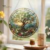Leichtes Dekoratives Kunstobjekt Acryl-Fensteraufhänger im Buntglas-Stil, Lebensbaum & Winterwald Bunter Hängeornament Runder Sonnensammler