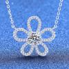 Wonly Moissanite Necklace Women 5-Petal 1ct Clavicle Chain