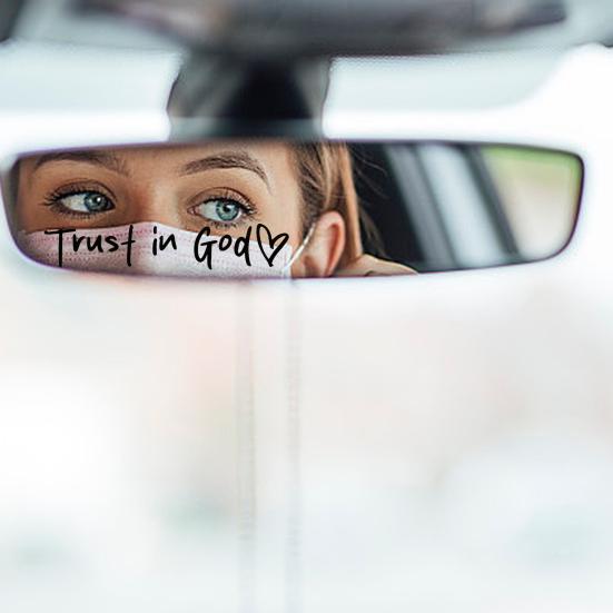 2/4/6/8Pcs Trust in God Rearview Mirror Stickers Strong Stickiness Waterproof Self Adhesive Car Decals Automotive Exterior Decals