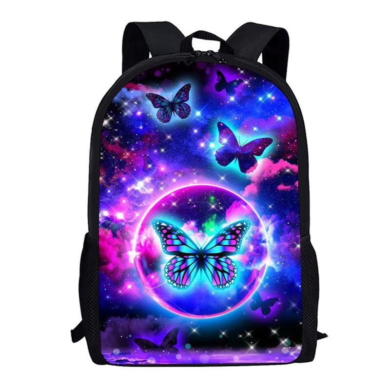 Classic Popular Funny Butterfly Notebook Backpacks Pupil School Bags 3D Print Oxford Waterproof Boys/Girls Laptop Backpacks