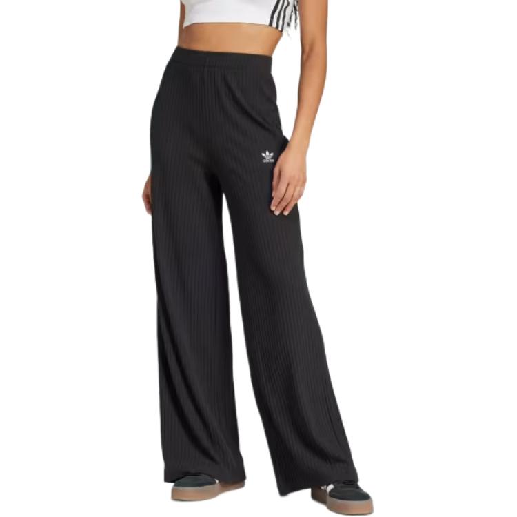 Adidas Womens Essentials Wide Rib Pants Black Women Streetwear JD1499