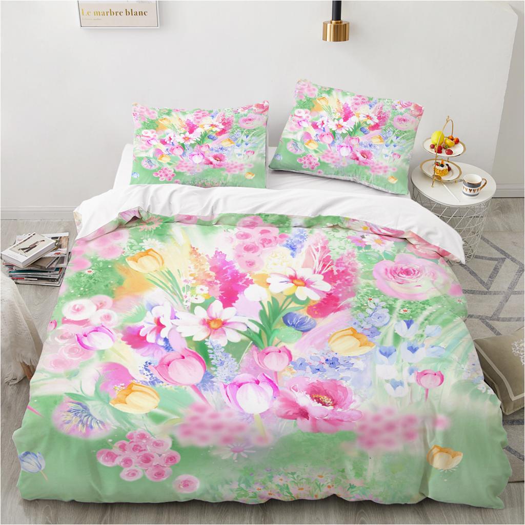 Bedding Set Digital Print Comfortable Duvet Cover for Home Bedroom Decoration, 1 Duvet Cover and 2pillowcase with Zippers