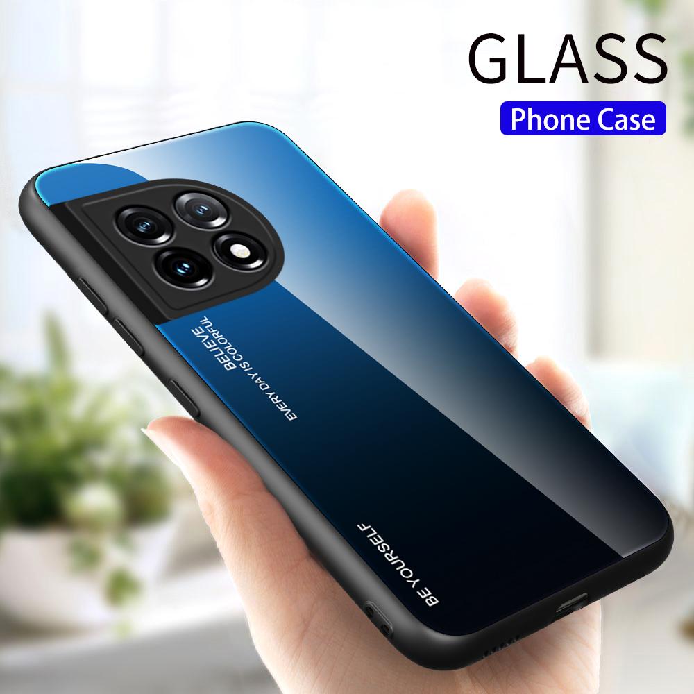 Etui na telefon o gradientowym kolorze dla OnePlus 11 5G Szkło hartowane PC TPU Odporne na zarysowania Etui na telefon