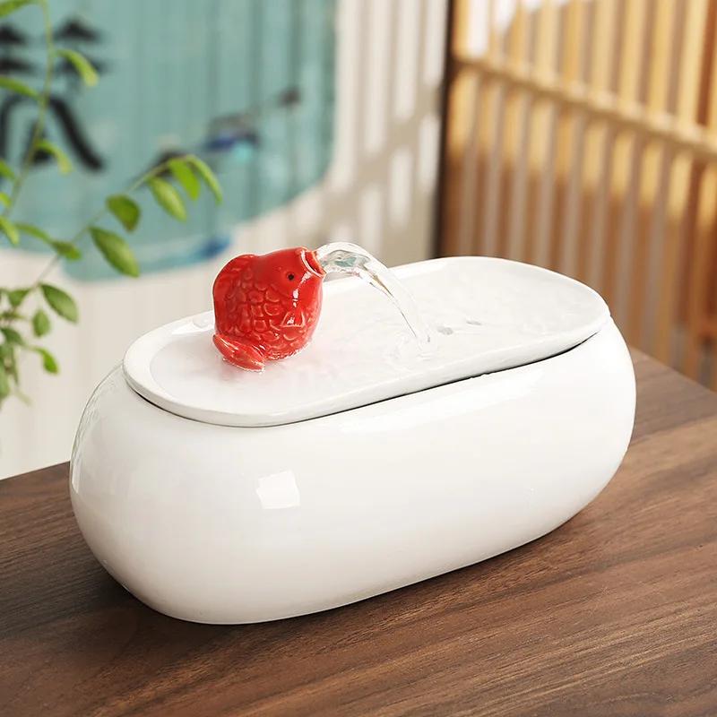 New Chinese Style Money-making Water Ornaments Ceramic Small Desktop Living Room Tea Table Office Decorations Circulating