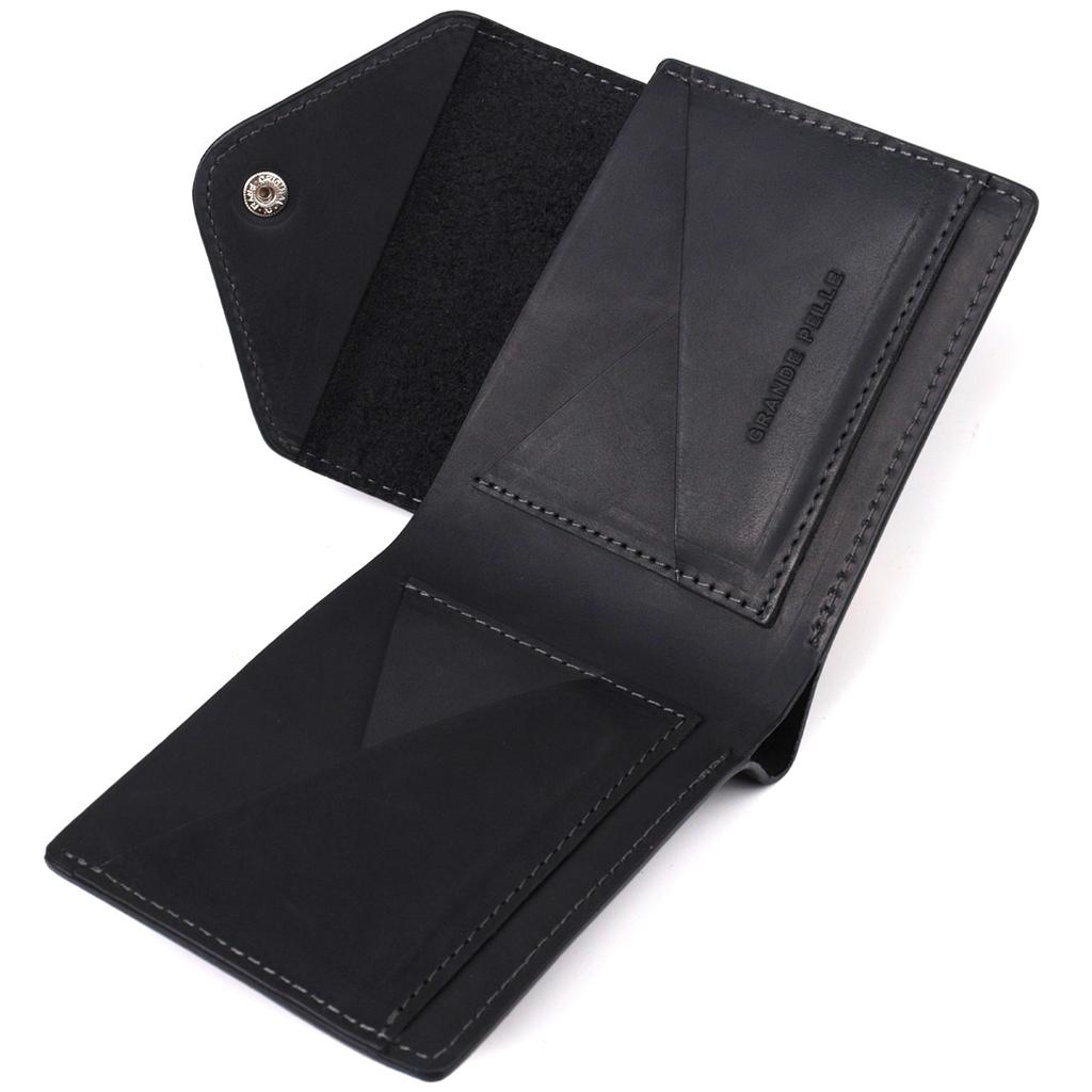Stylish Wallet with a Coin Holder Inside Made of Genuine Leather GRANDE PELLE Wallet 16802 Black