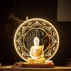 Keramik Shakyamuni Buddha Statue - Wohnzimmer Kunstwerk mit den Drei Heiligen und Lichtkreis Design
