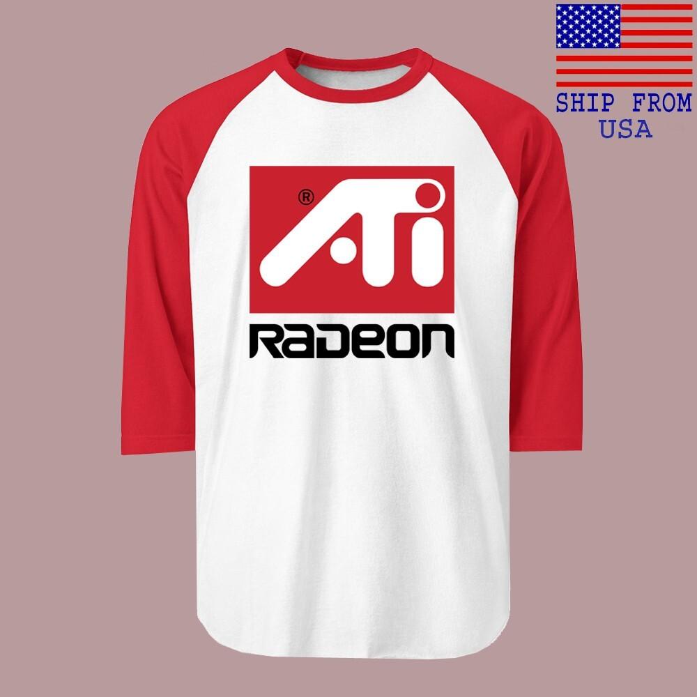 ATI Radeon Men#039;s Raglan Red Size S2XL Unisex T-Shirt S