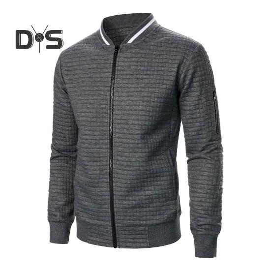 Herren Sweatshirt Mantel Stehkragen Langarm Patchwork Farbe Reißverschluss Knopfleiste Jacke Mantel mit Taschen Elastischer Saum Sport Outwear