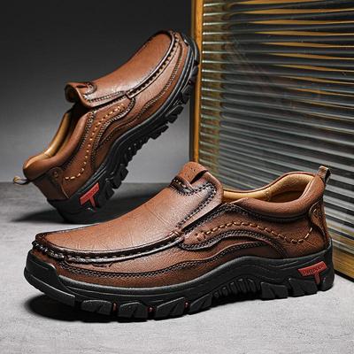 2026 Spring Men's Casual Slip-on Leather Shoes - Soft Sole, Anti-slip, Outdoor, Large Size