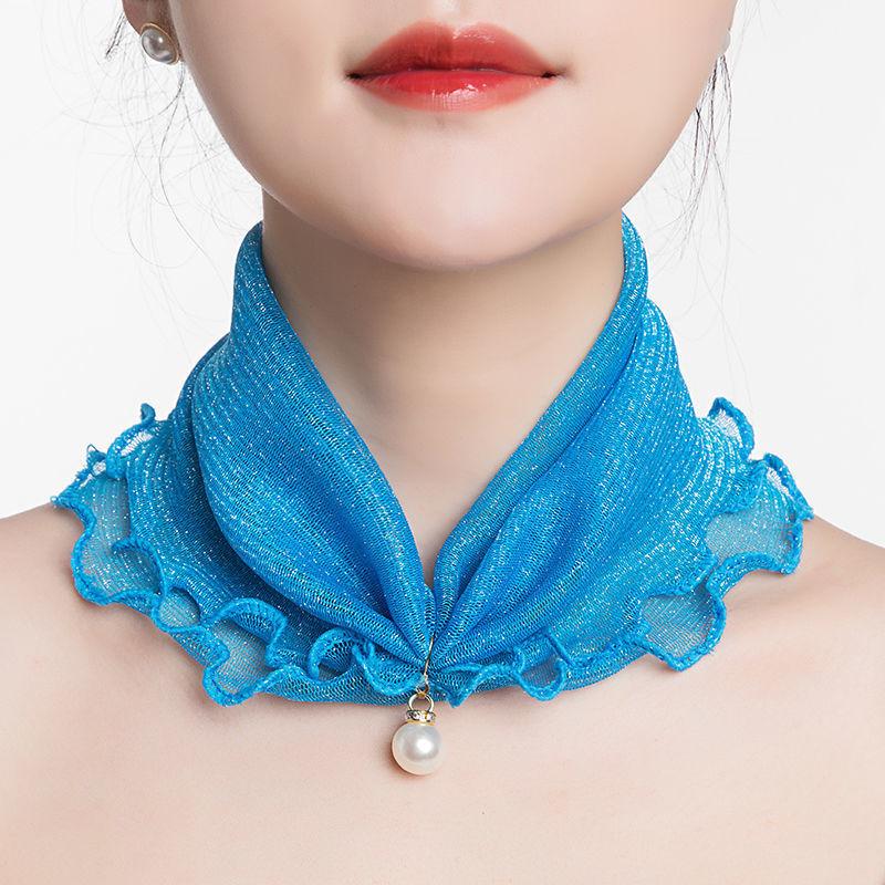 Women's Sunscreen Neck Cover Veil Neck Protection Scarf Summer Thin Ruffled Edge Scarf