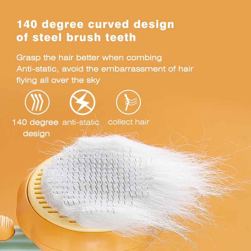 Custom Self-Cleaning Pet Hair Remover Comb Pumpkin Dog/Cat Bath Slicker High Shedding Massage Plastic Grooming Brush