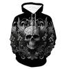 Fashionable Men's Autumn Halloween Skull Print Soft and Comfortable Hooded Sweatshirt Outdoor Urban High Street Clothing