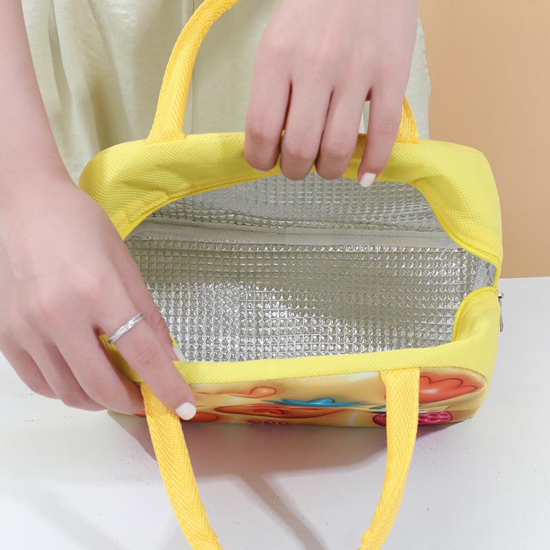 HUA 3D Cartoon Children's Lunch Bag Thermal Insulation Aluminum Foil Waterproof Oxford Cloth Bento Bag Portable Picnic Tote Bag