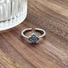 Sweet Light Luxury Sea Blue Zircon Super Flash Open Ring Niche High-End Feeling Stacking Wearing Colored Treasure Ring Woman