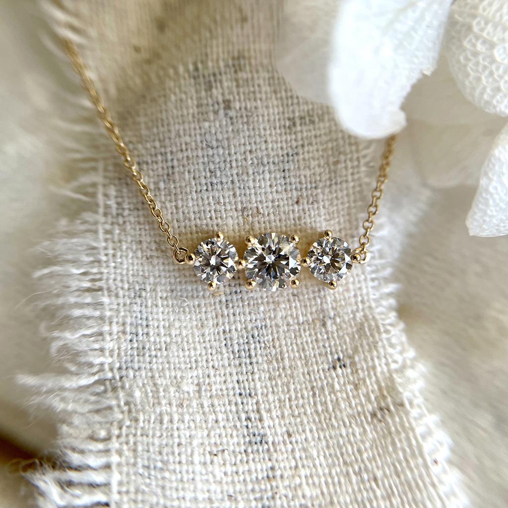 S925 Sterlingsilber Vergoldet 18 Karat Gold Drei Zirkonia Anhänger Halskette Exquisite Funkelnde Schlüsselbein Kette