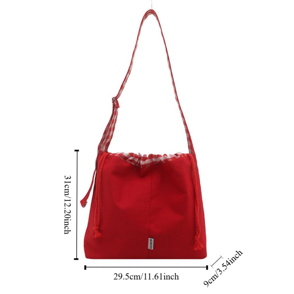 Cloth Drawstring Bucket Bag Retro Tote Bag Portable Denim Canvas Bag  Women