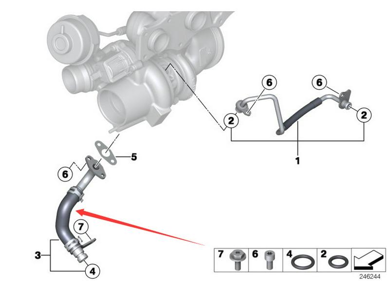 Turbolader Ölrücklaufleitung 11428626653 für BMW 5er & 3er Reihe N20 Motor