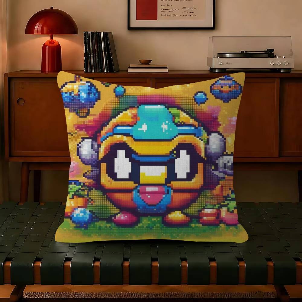 Puzzle Game B-Bubbles Bobble  Decorative Polyester Throw Pillow Cover Square Suitable for Home Office Coffee Shop Decor