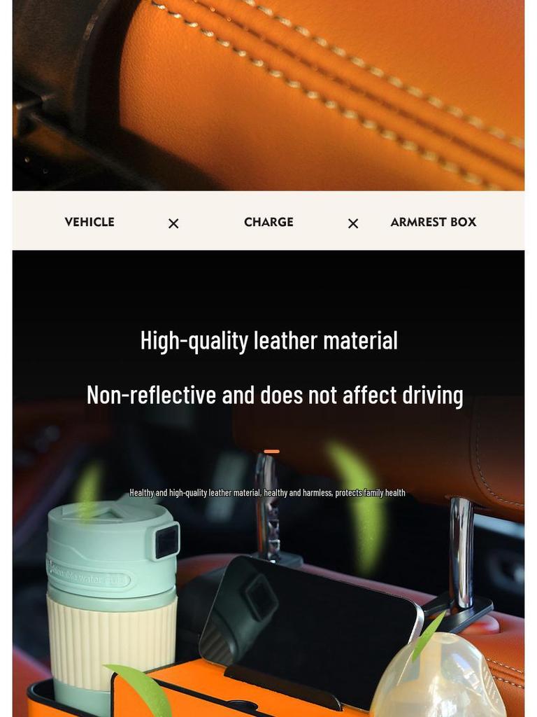 **Multifunctional Car Seat Back Organizer with Tissue Box and Cup Holder Hooks**