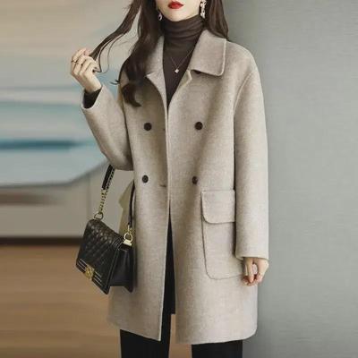 2023 Women's Warm Korean Woolen Coat - Age-Reducing, Thick, Medium-Long, Loose Fit, Small Size for Autumn and Winter