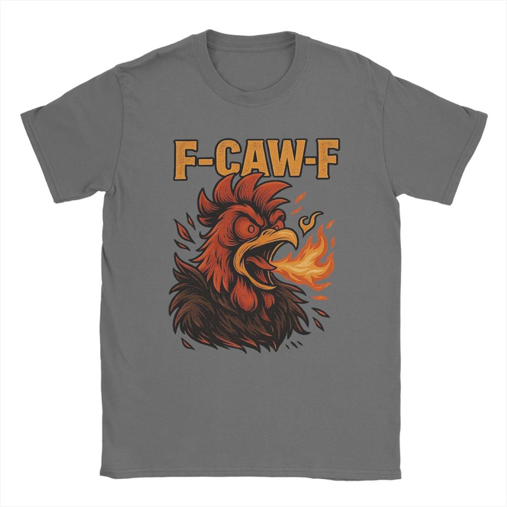 F-CAW-F Funny Rooster Meme  Hilarious Chicken Men's T Shirts Fashion Tees Short Sleeve O Neck T-Shirts 100 Cotton 6XL Clothes