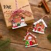 Small Gingerbread House Gifts 12Pcs Wooden Ornaments for Christmas Tree Decorations, Rustic Hanging Xmas Fireplace Decorations Decor with Festive