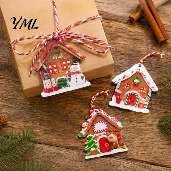 Small Gingerbread House Gifts 12Pcs Wooden Ornaments for Christmas Tree Decorations, Rustic Hanging Xmas Fireplace Decorations Decor with Festive