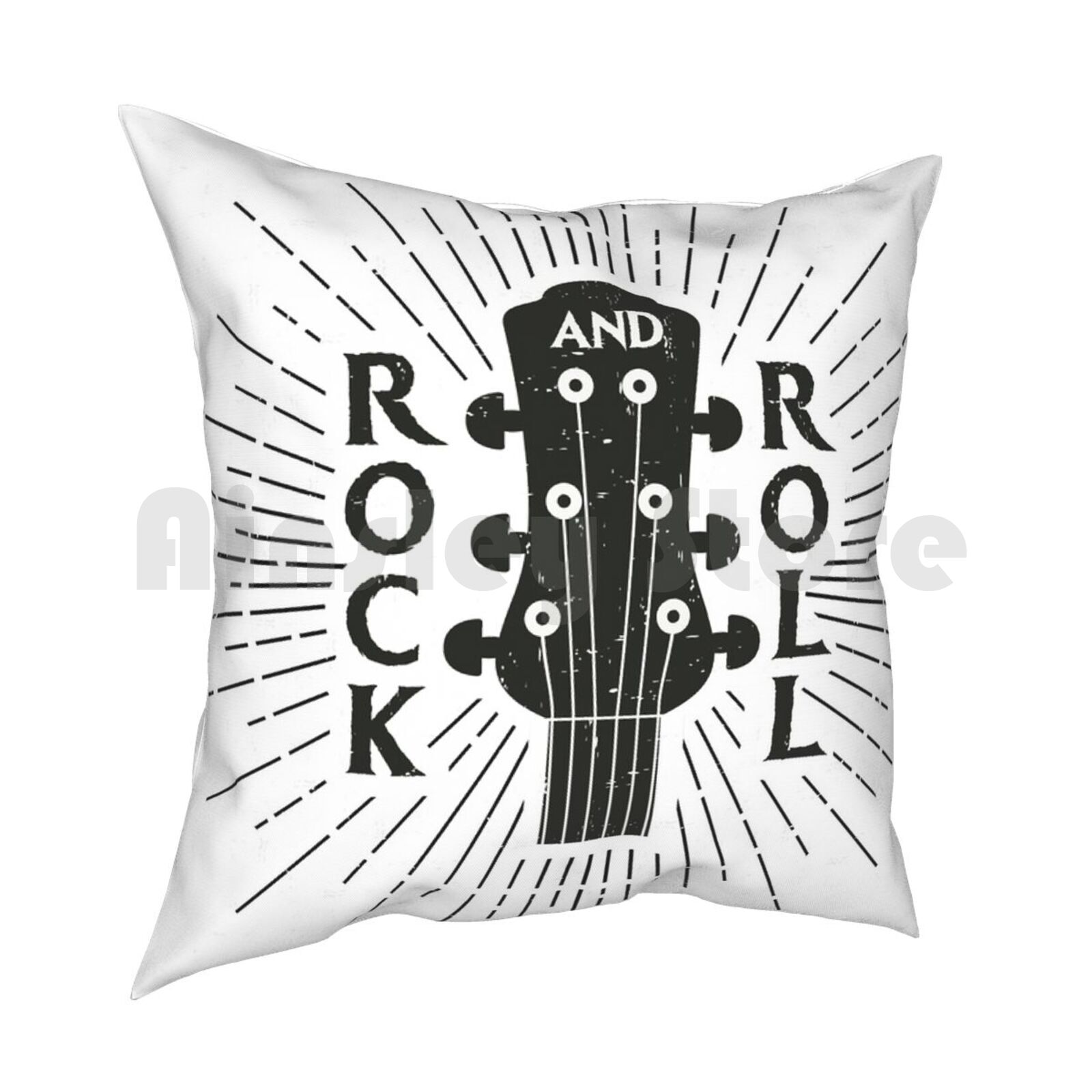 Rock Pillow Case Printed Home Soft Throw Pillow Hard Music Sound And Roll Fan 30x30cm 12x12in