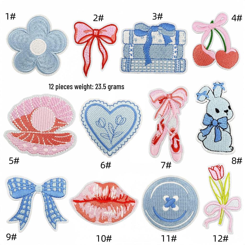 Blue Series Cute Cartoon Embroidered Cloth Patches for Jackets