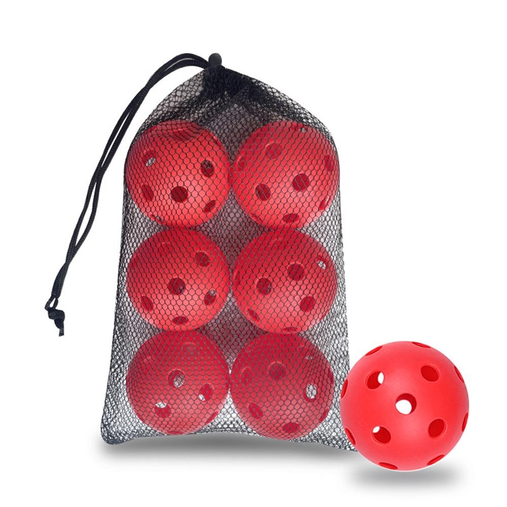 6pcs PVC Pickle Balls with Bag Balanced Competition Ball Portable Pickleball Balls  Indoor