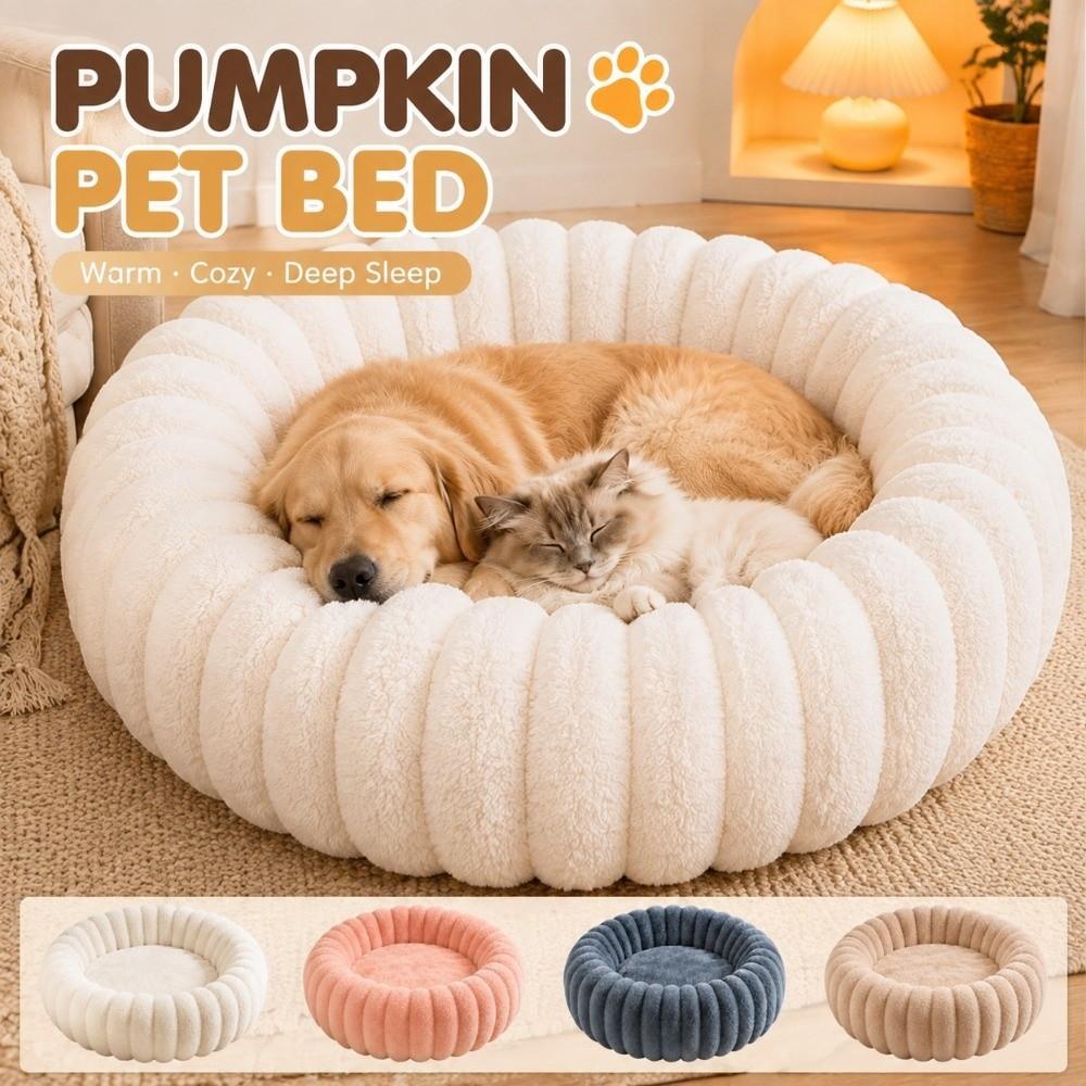 Ultra Soft Round Pet Bed Plush Material Large Dog Bed Cozy Cat Sofa Bed  For Dog Cats