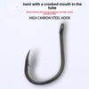 Ise-ni Hardened Tube-Shank Fish Hook, Black Nickel, Barbed, Offset, with Eyelet and Ring.