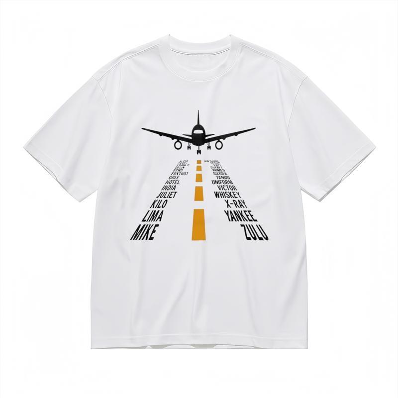 

Men s Comfortable Comfy Classic T-Shirt Plane And Phonetic Alphabet Graphic Tee 2XL