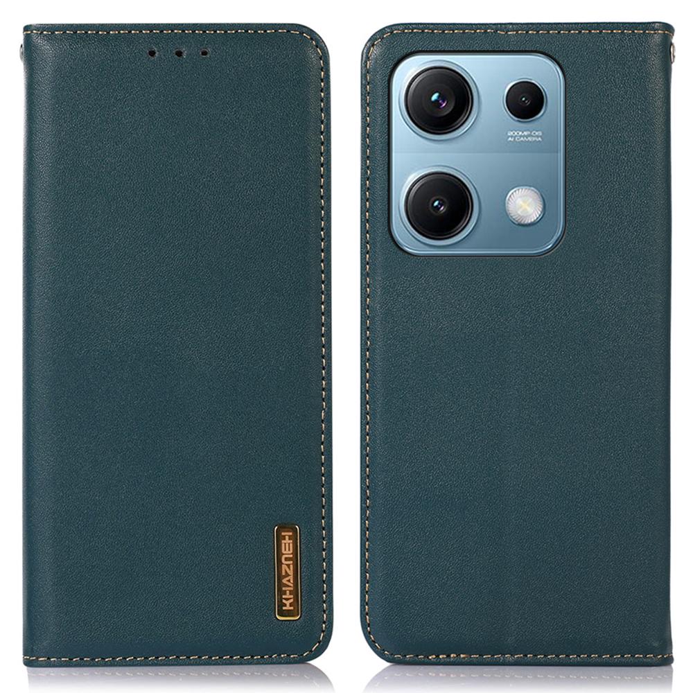 KHAZNEH For Xiaomi Redmi Note 14S 4G Case Wallet Genuine Cow Leather Phone Cover Nappa Texture