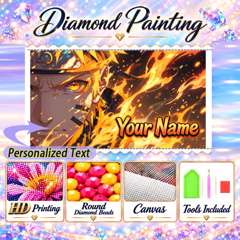 Personalized Naruto Uzumaki Diamond Art Custom Name 5D Diamond Painting Full Drill DIY Craft