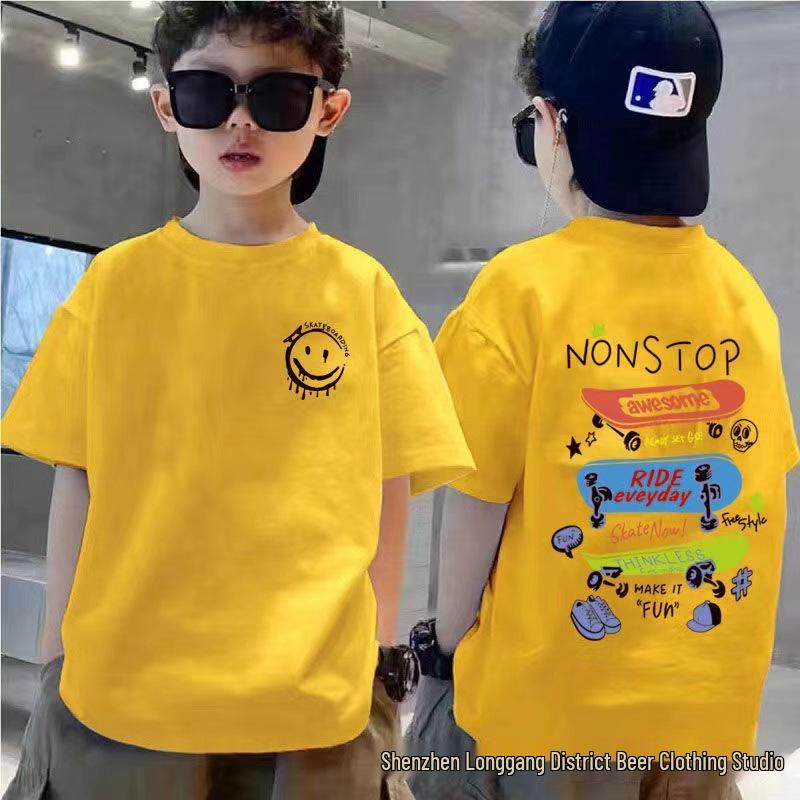 

Cool Summer Cotton Korean-Style Kids Skateboard T-Shirt 130 cm
