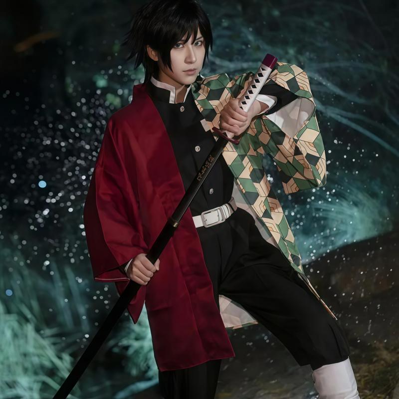 Anime Kimetsu No Yaiba Tomioka Giyuu Cosplay Kostým Doplňky Pak Uniformy Kostýmy Pruik Druh Volwassen Feest Cadeau