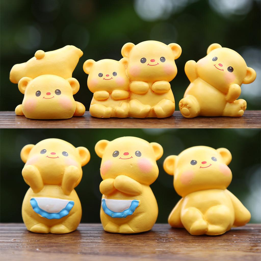 Yellow Cartoon Bear Resin Desk Decor With Cute Design For Kids And Collectors