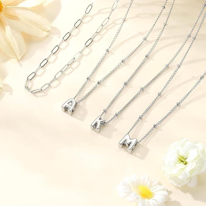 Mini Bubble 26-Letter Necklace: Women's Fashion Double-Layer Paperclip Clavicle Chain