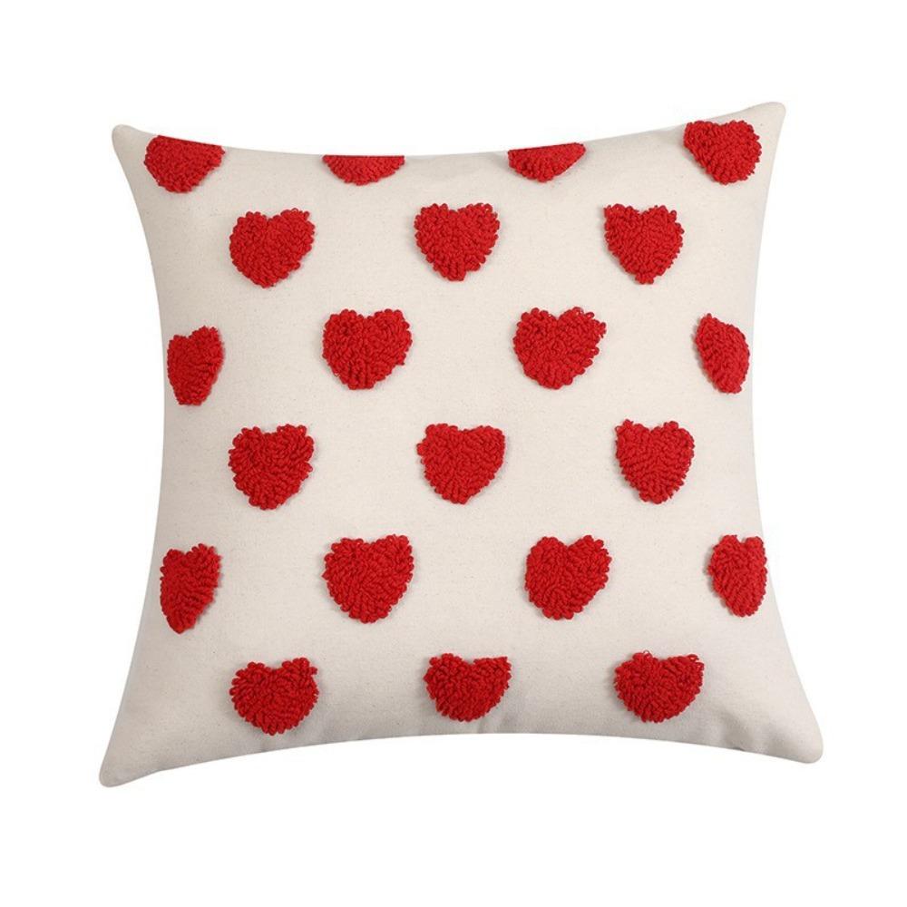Fashion Heart Embroidery Throw Pillow Cover Square Sofa Cushion Covers 45x45cm Soft Couch Decor Valentine's Day Decor