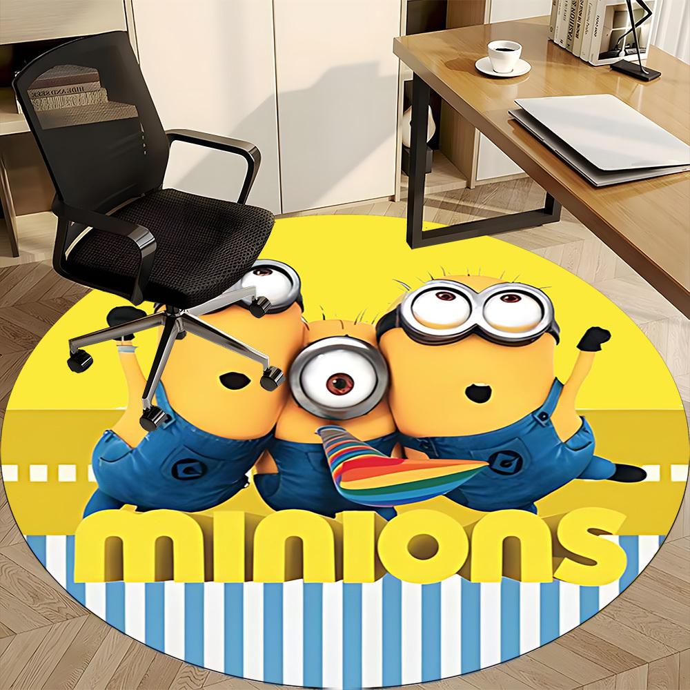 1pc Minions Office Round Area Rug, Bedroom Living Room Home Decor, Room Deco, Offic A1016181