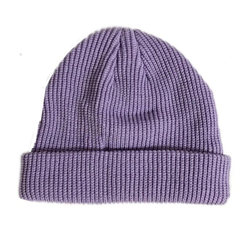 Unisex Autumn Winter Ribbed Knitted Hat Soft Cuffed Short Melon Cap Men Women Navy Style Beanie Hat
